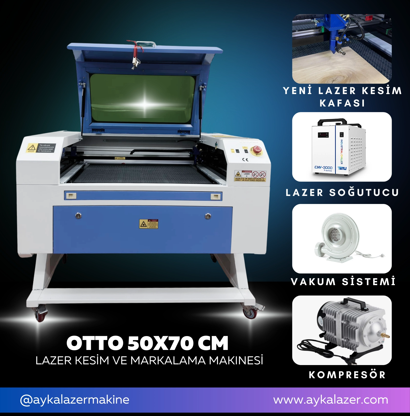  Lazer Kesim Makinası 50x70 cm ( Ev tipi Lazer )