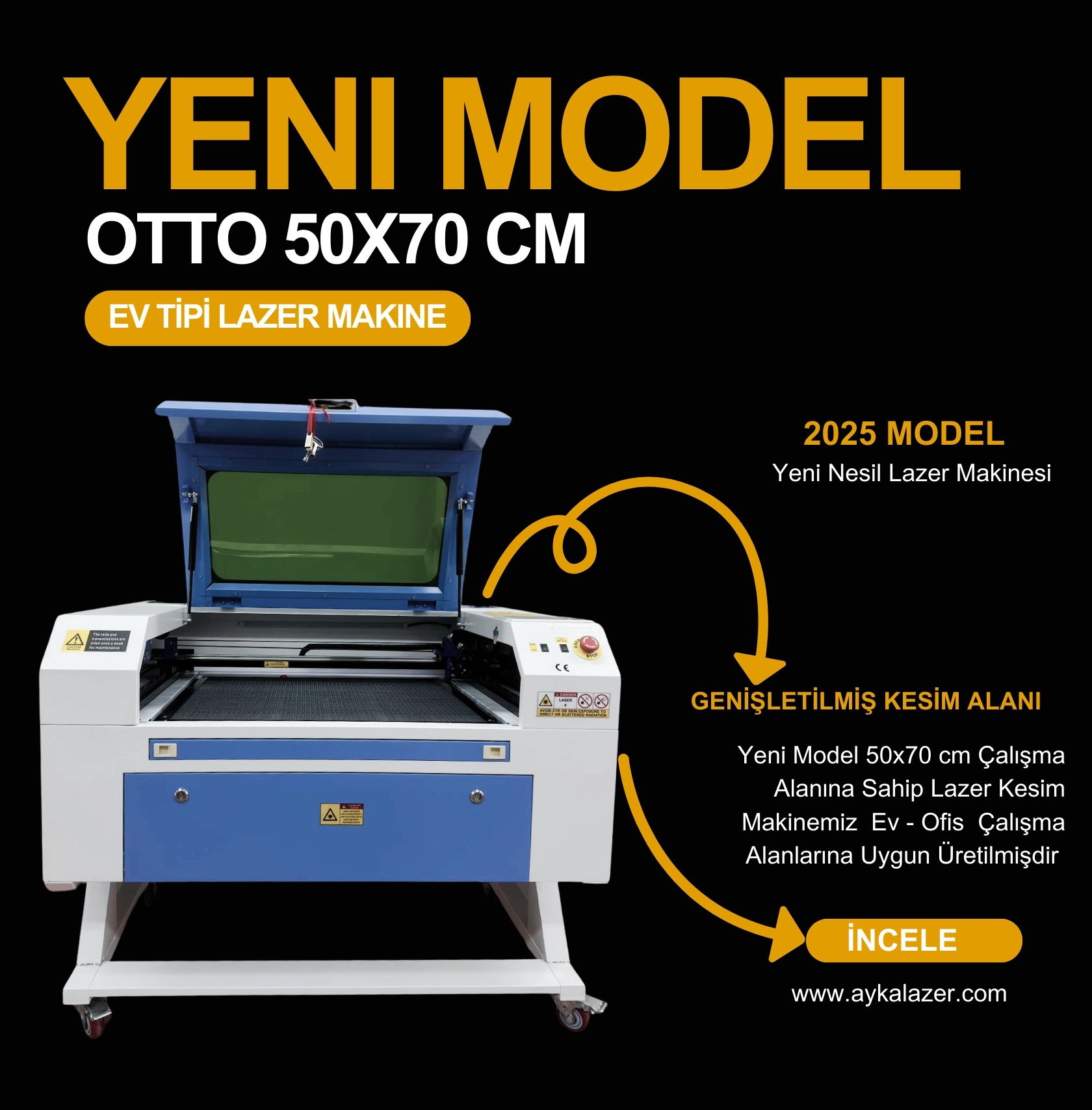  Lazer Kesim Makinası 50x70 cm ( Ev tipi Lazer )